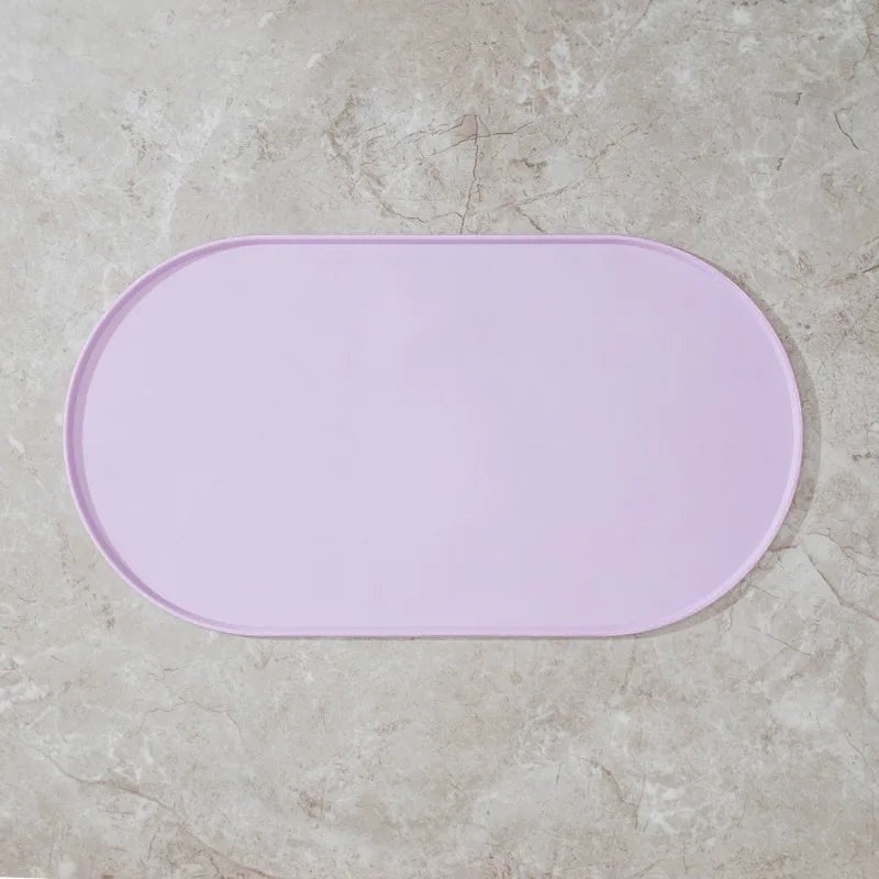 Tapis de gamelle Bofélin ovale en silicone violet antidérapant avec bords relevés pour protéger le sol