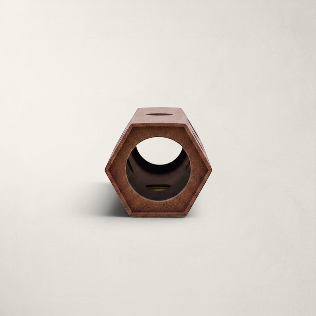 Tunnel de jeu pour chat Bofélin en feutre gris, forme hexagonale pliable servant de couchage et aire de jeu