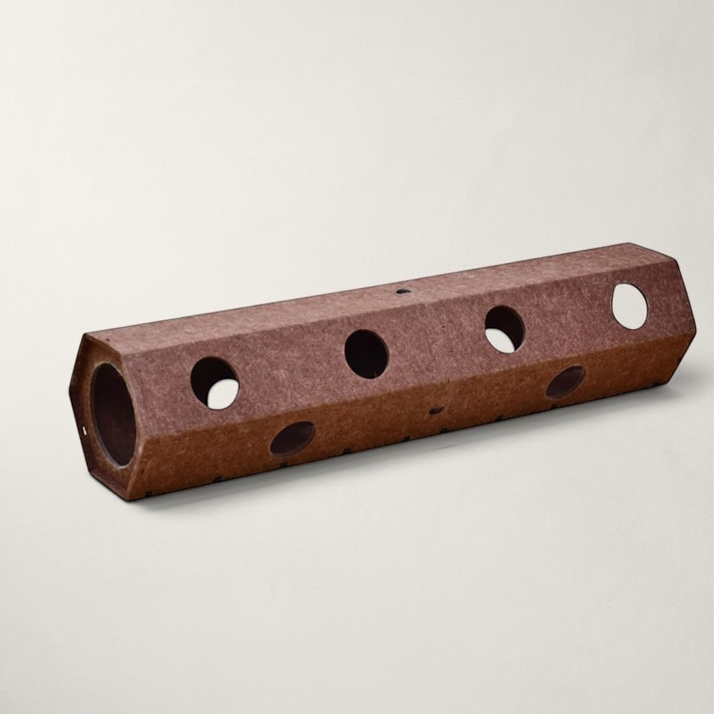 Tunnel de jeu Bofélin en feutre marron pour chat avec ouvertures circulaires, pliable et modulable