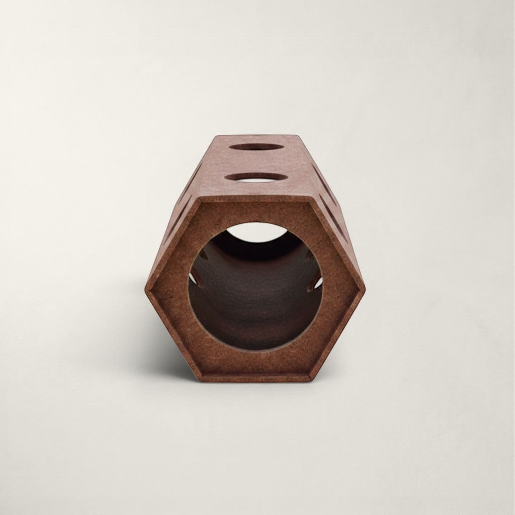 Tunnel de jeu Bofélin en feutre gris de forme hexagonale pour chat, pliable et modulable