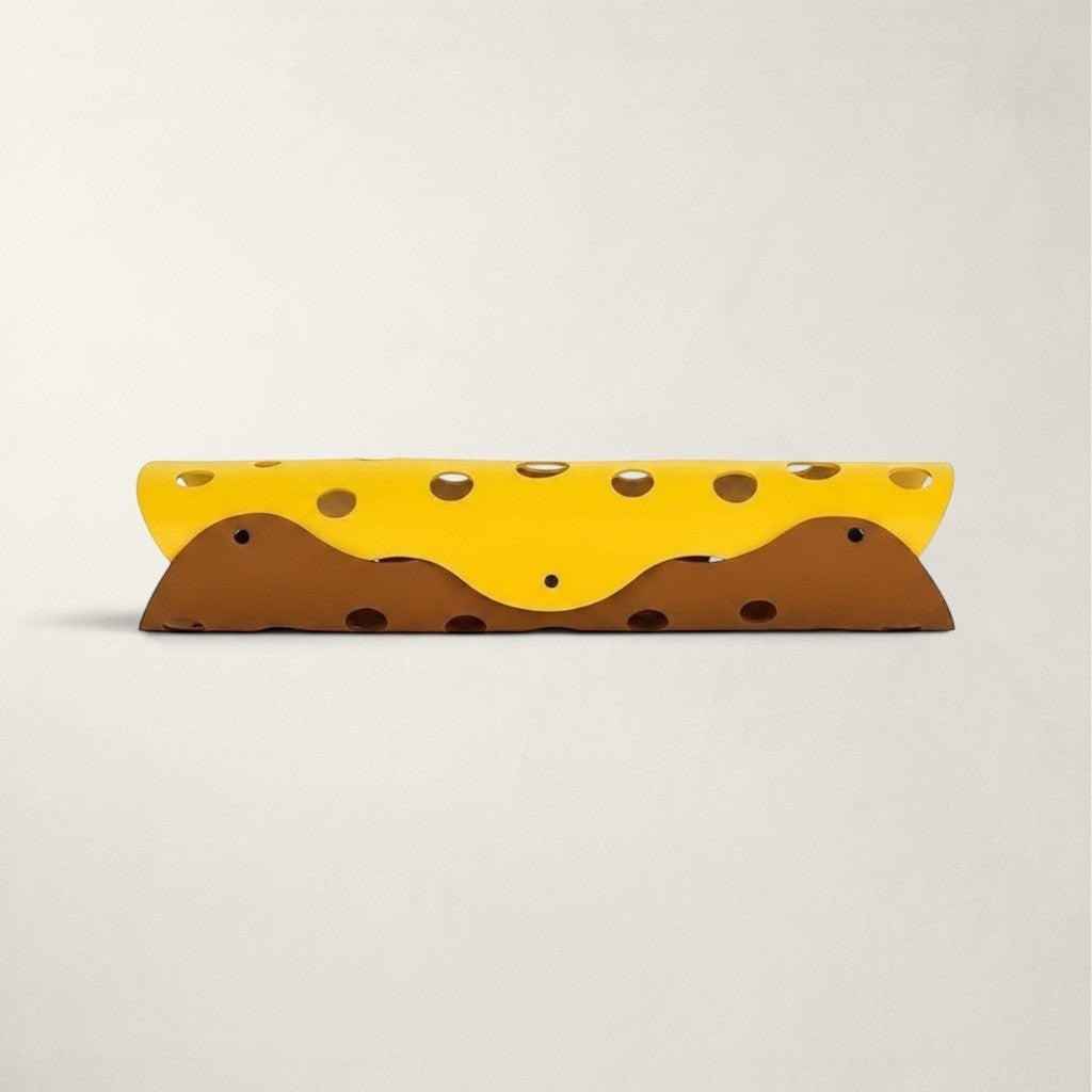 Tunnel de jeu modulable en feutre Bofélin jaune et marron avec trous d'observation pour chat