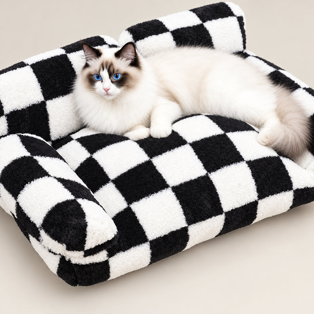 Canapé pour chat damier noir et blanc Bruxelles Bofélin 2