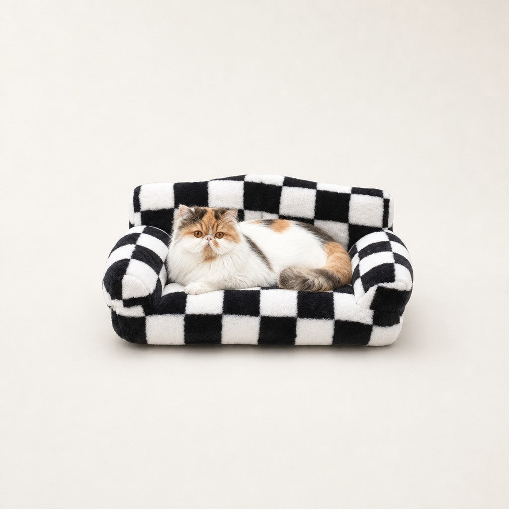 Canapé pour chat damier noir et blanc Bruxelles Bofélin 7