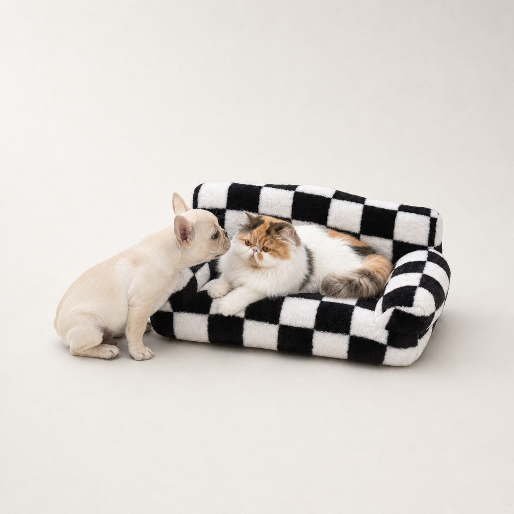 Canapé pour chat damier noir et blanc Bruxelles Bofélin 8 Image