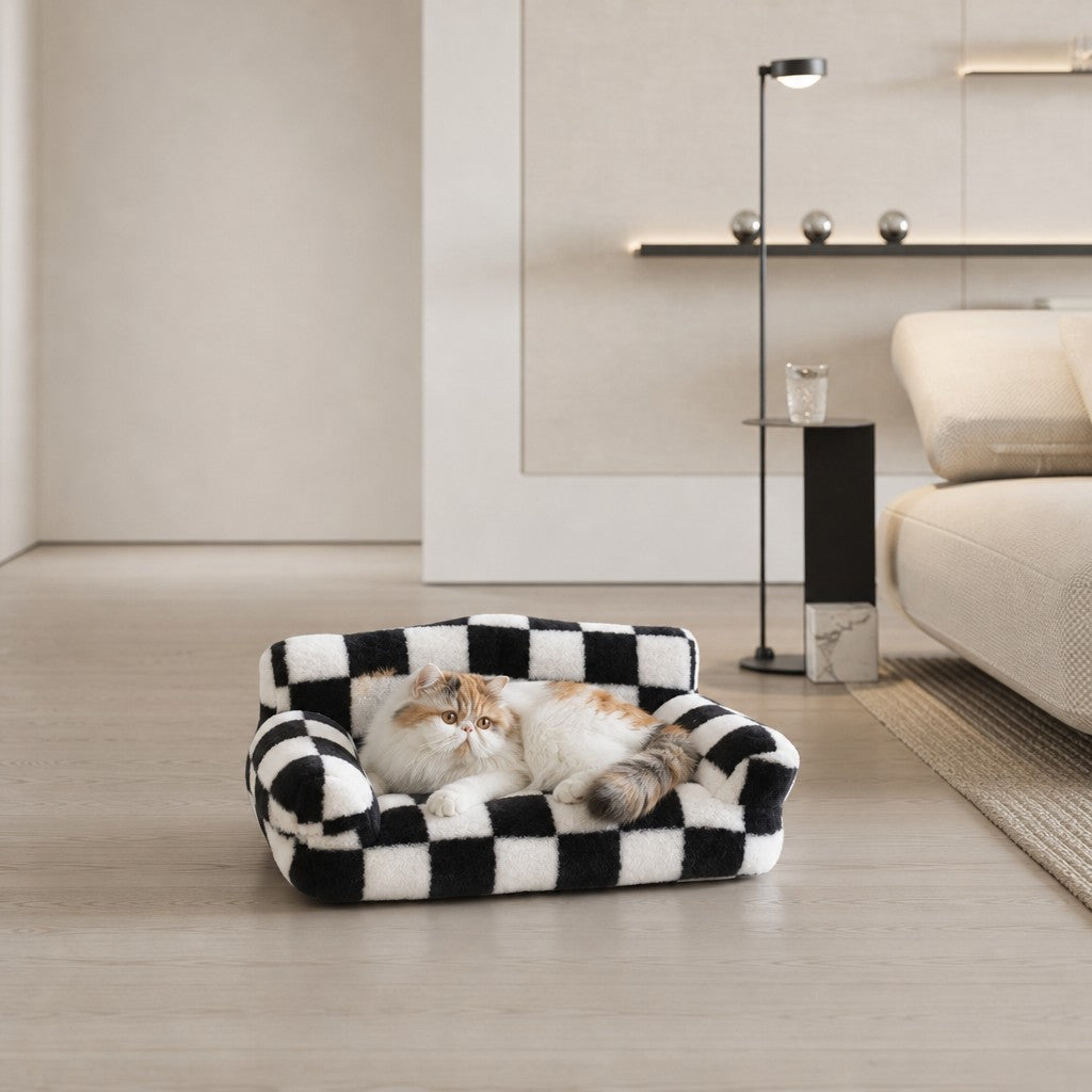 Canapé pour chat damier noir et blanc Bruxelles Bofélin 9