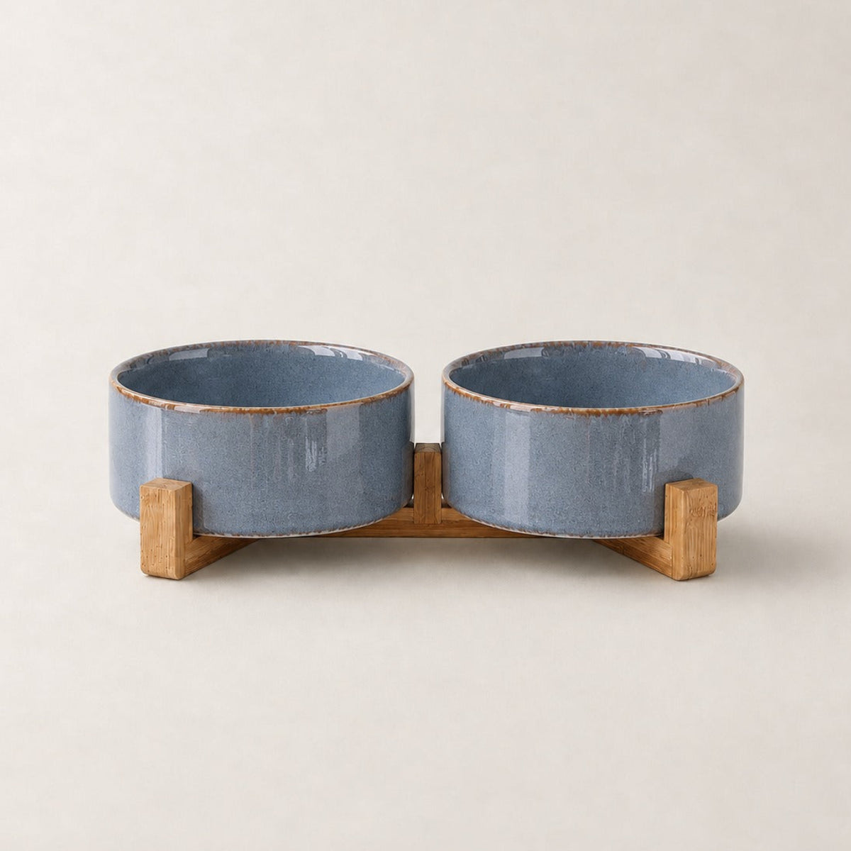 Gamelle céramique émaillée pour chat Moustiers Bofélin, double bleu émaillé