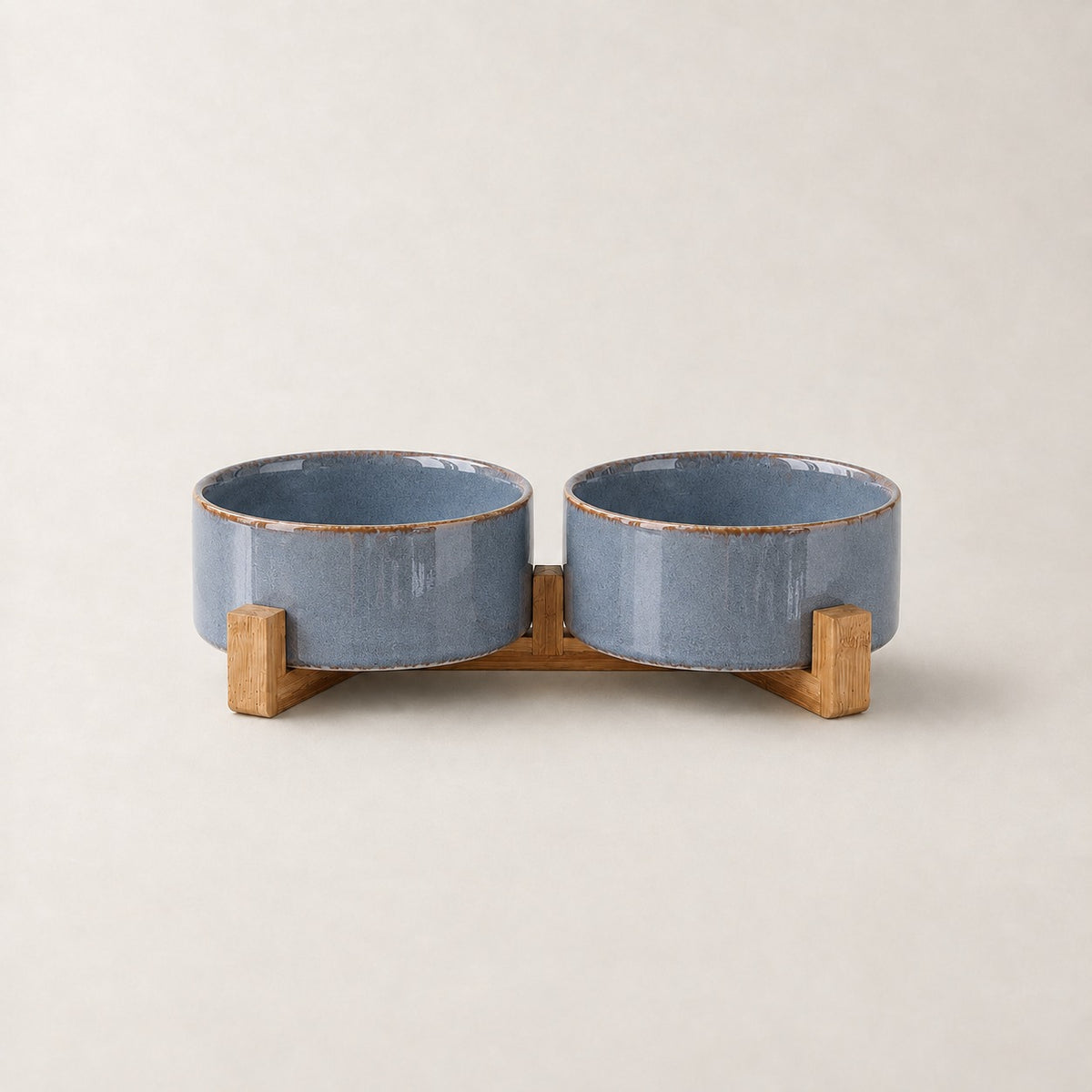 Gamelle céramique émaillée pour chat Moustiers Bofélin, double bleu émaillé