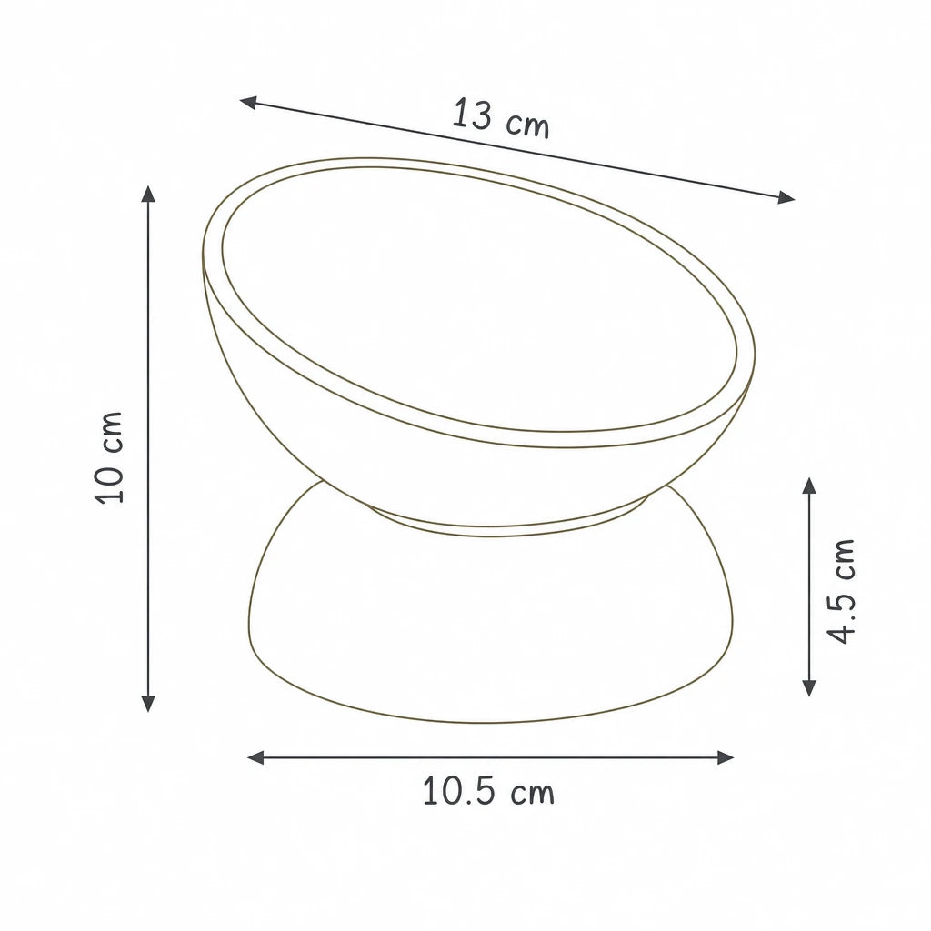 Dimensions de la gamelle céramique surélevée Bergame Bofélin : 13 cm de diamètre et 10 cm de haut