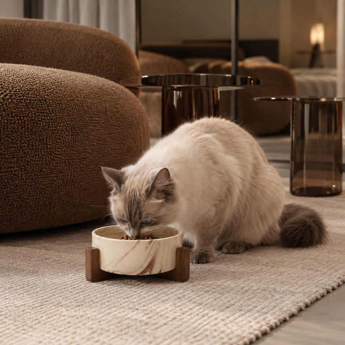 Gamelle chat céramique marbrée Carrare Bofélin 10