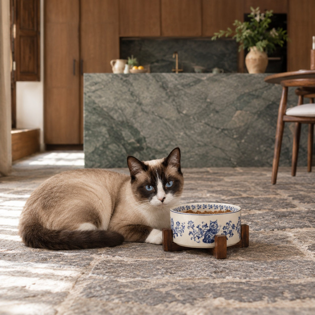 Gamelle chat en céramique motif bleu Limoges Bofélin 10