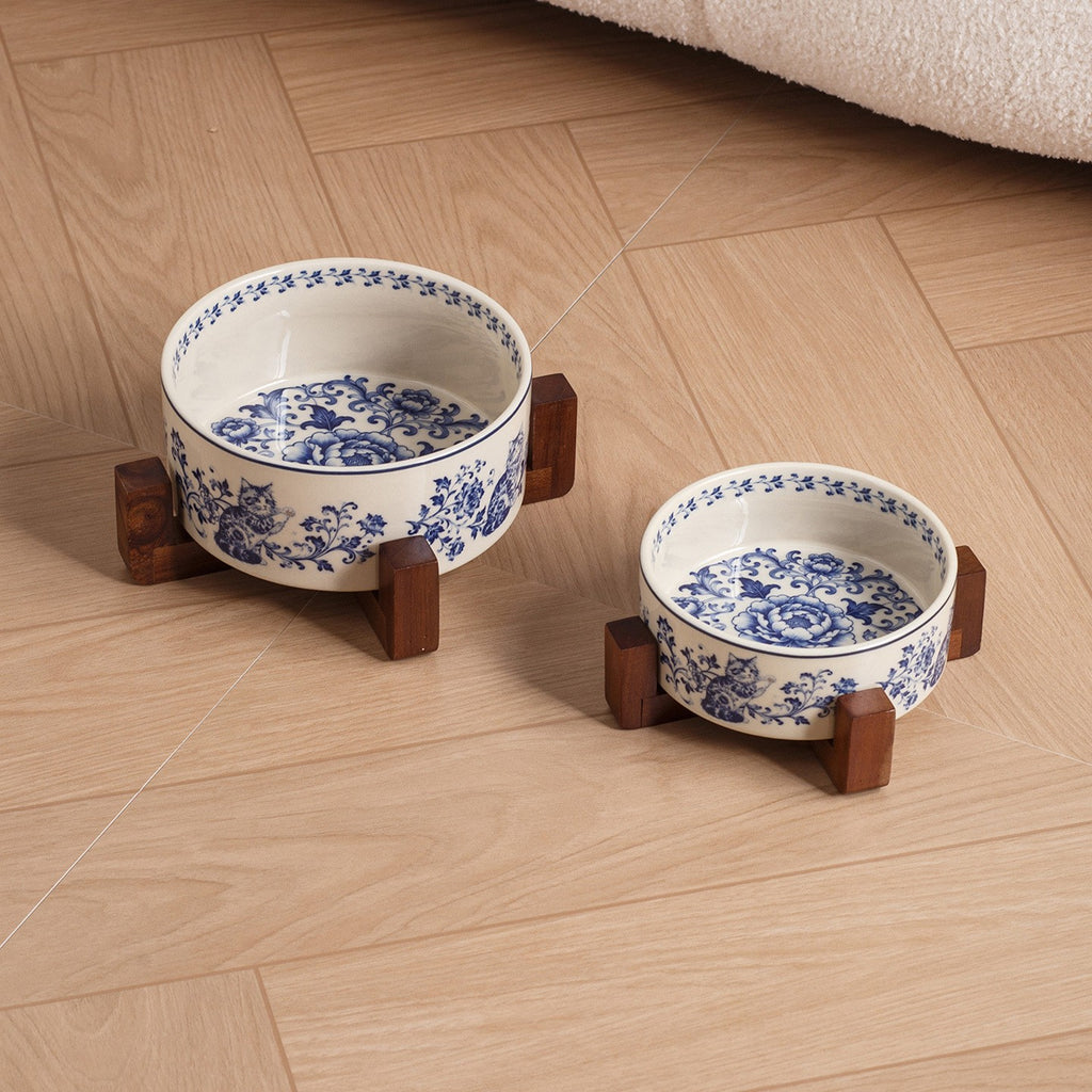 Gamelle chat en céramique motif bleu Limoges Bofélin 2