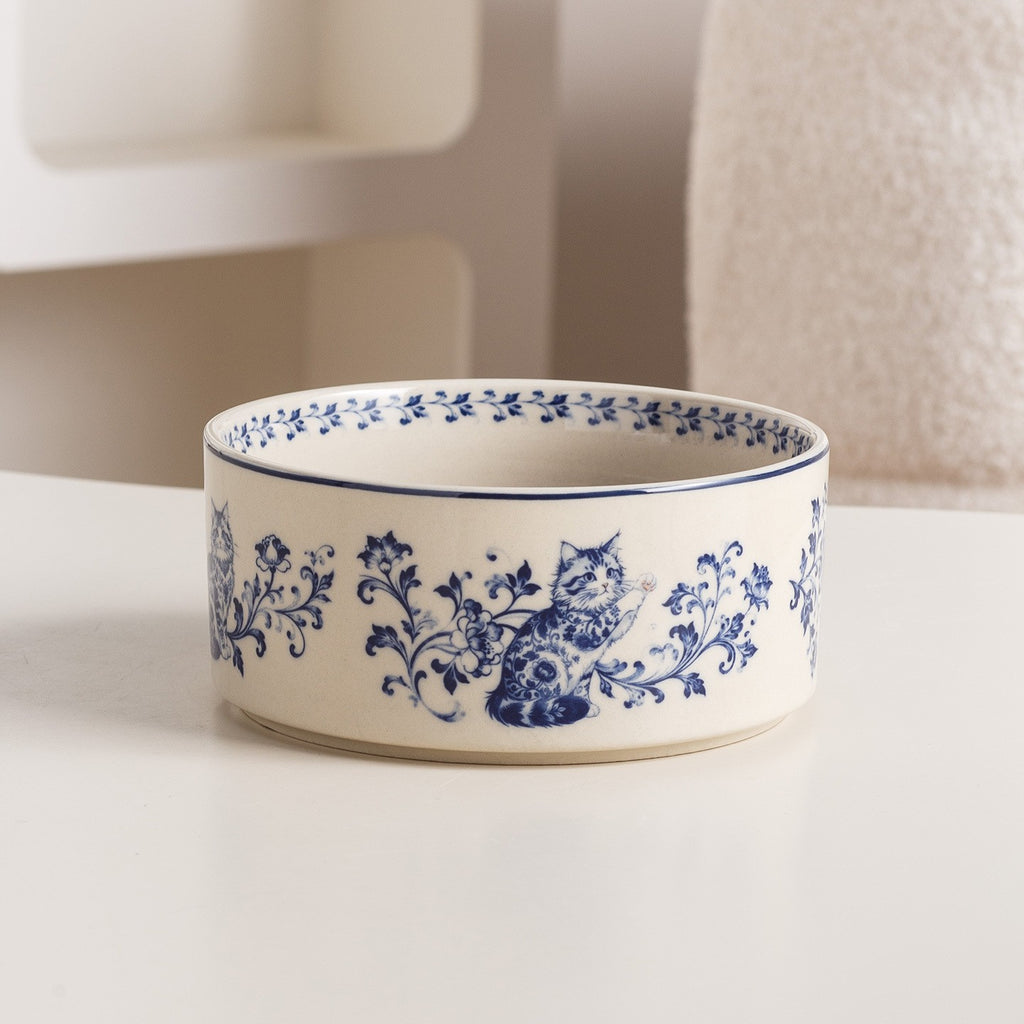 Gamelle chat en céramique motif bleu Limoges Bofélin 4
