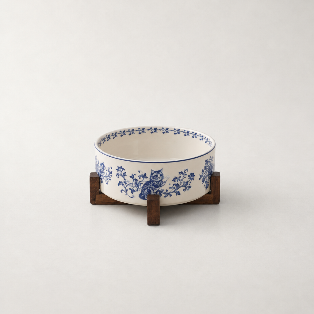 Gamelle chat en céramique motif bleu Limoges Bofélin 10