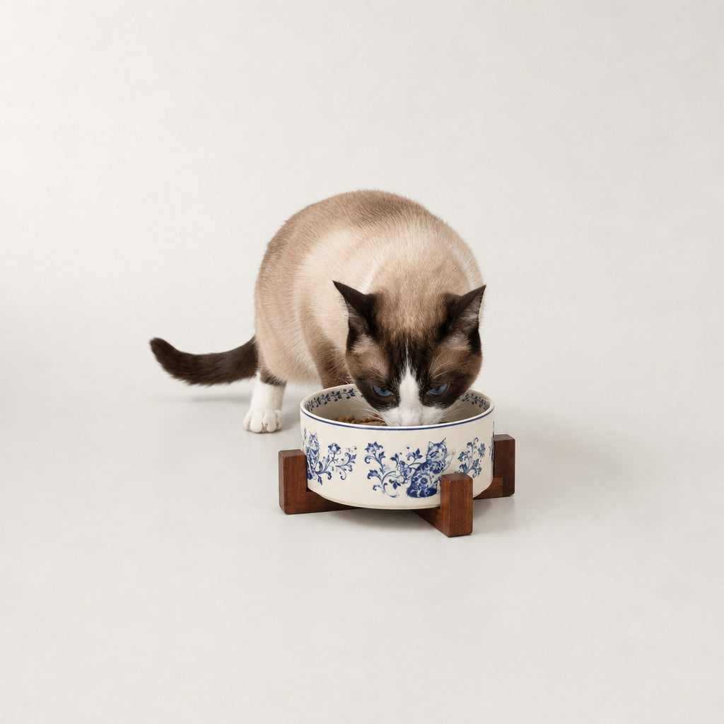 Gamelle chat en céramique motif bleu Limoges Bofélin 7 Image