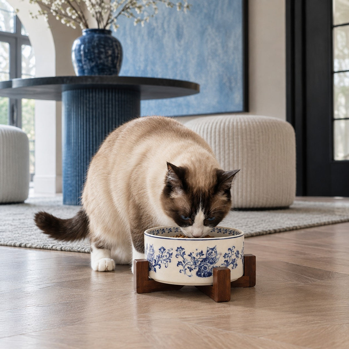 Gamelle chat en céramique motif bleu Limoges Bofélin 8 Image