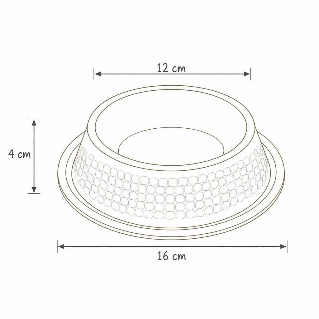 Dimensions de gamelle inox chat Upsala Bofélin, schéma coté