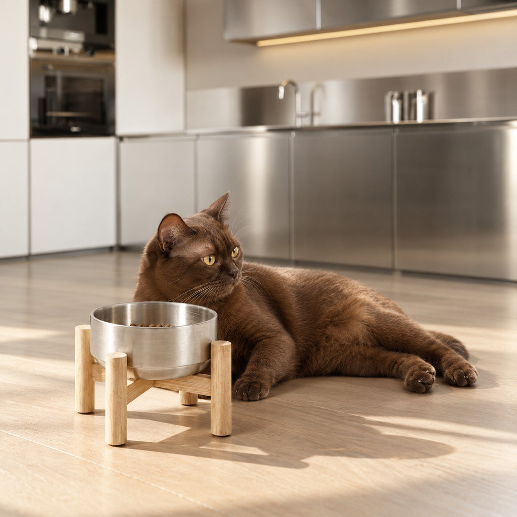 Gamelle inox surélevée sur support bois Lund Bofélin 10