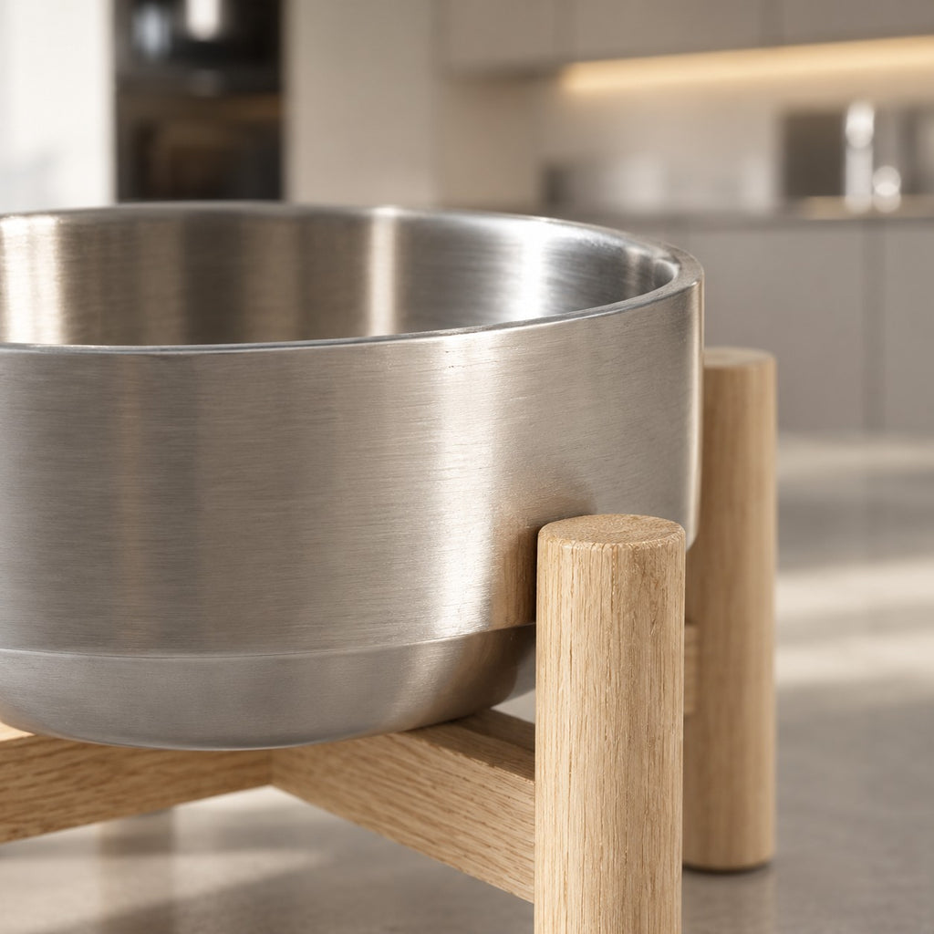 Gamelle inox surélevée sur support bois Lund Bofélin 11