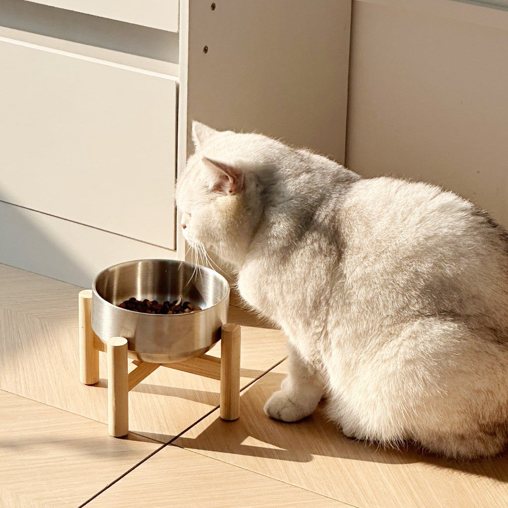 Gamelle inox surélevée sur support bois Lund Bofélin 2