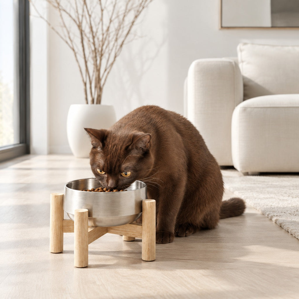 Gamelle inox surélevée sur support bois Lund Bofélin 7