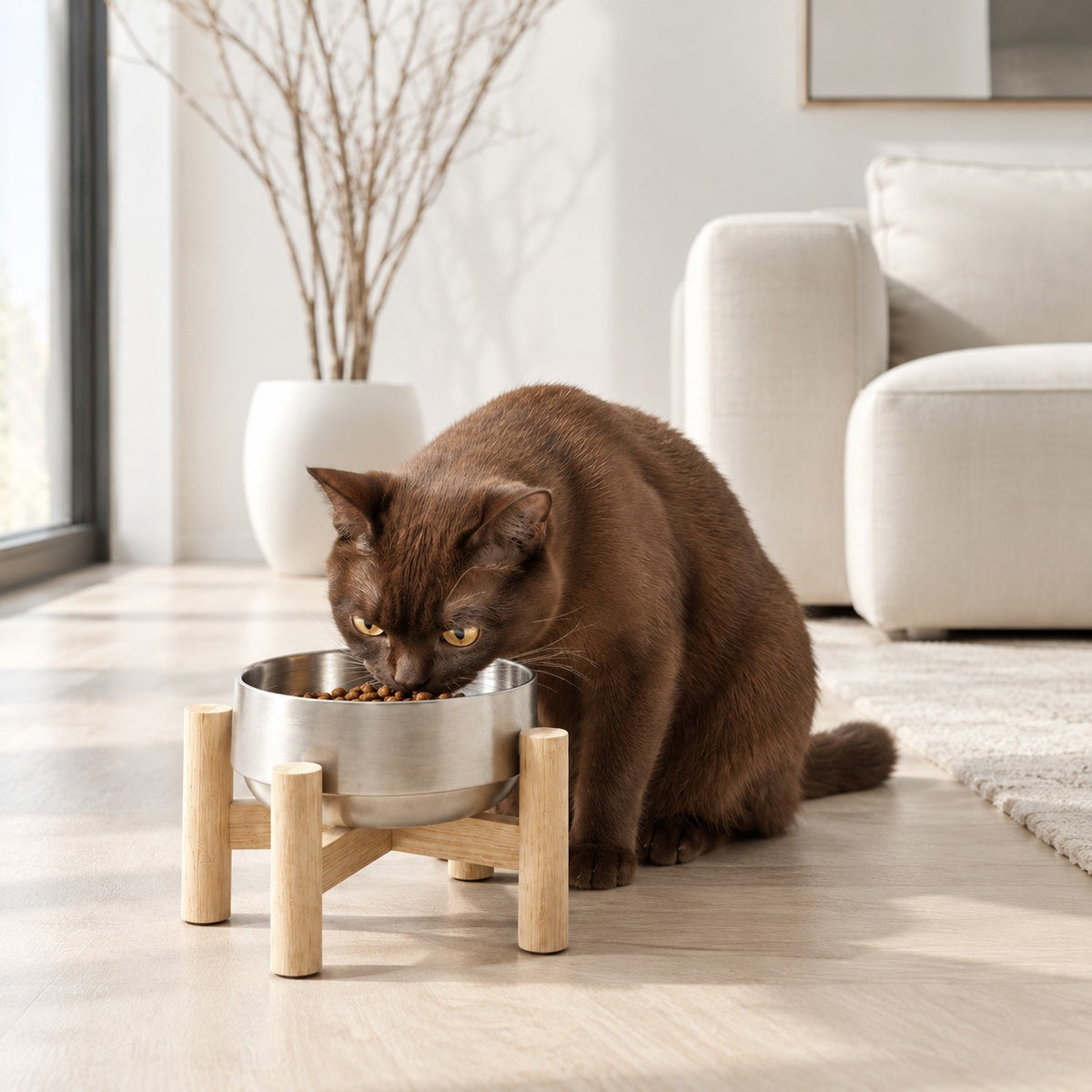 Gamelle inox surélevée sur support bois Lund Bofélin 7