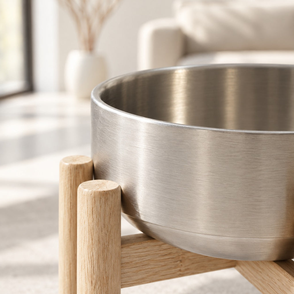 Gamelle inox surélevée sur support bois Lund Bofélin 8