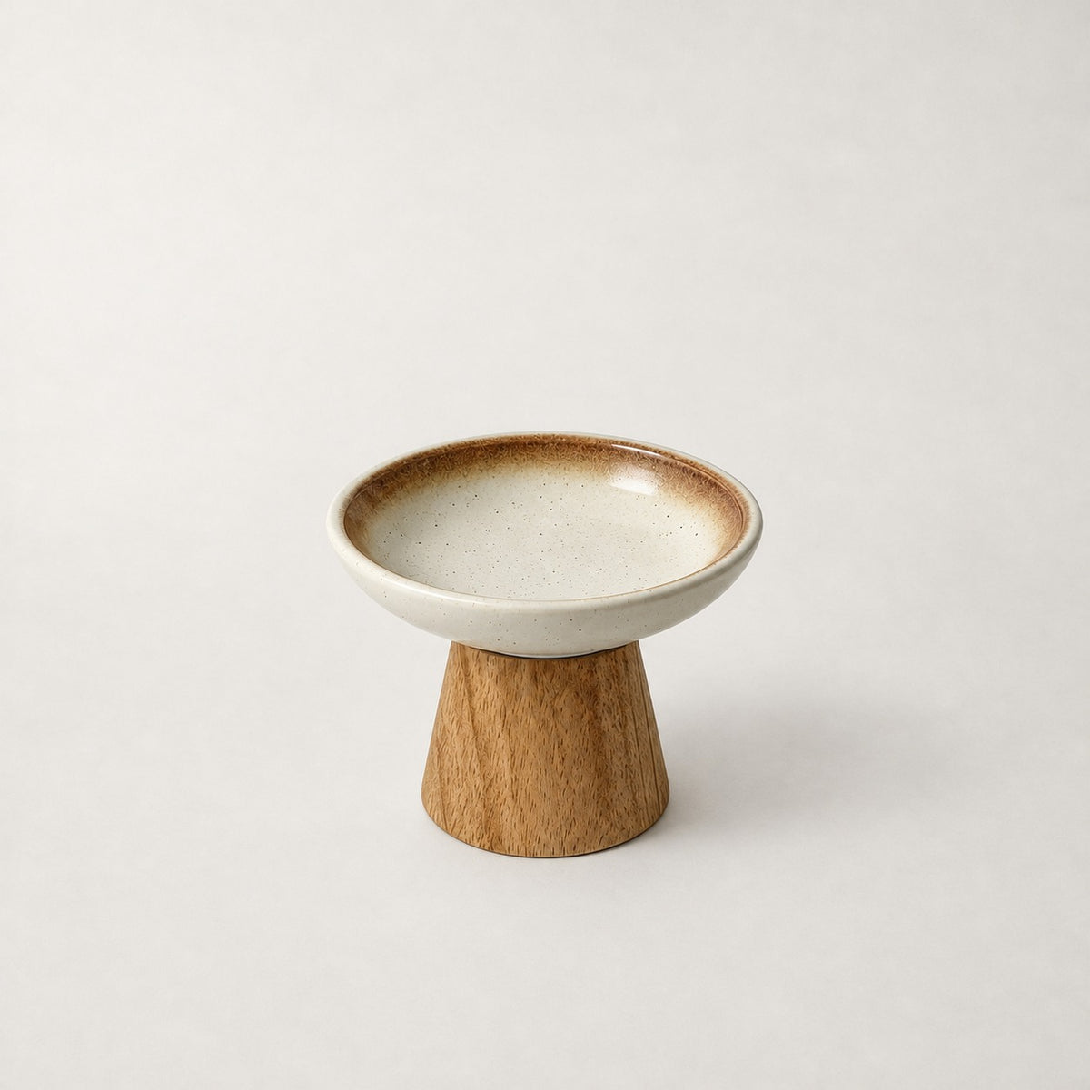 Gamelle surélevée chat céramique et bois Vallauris Bofélin, assiette à pâtée