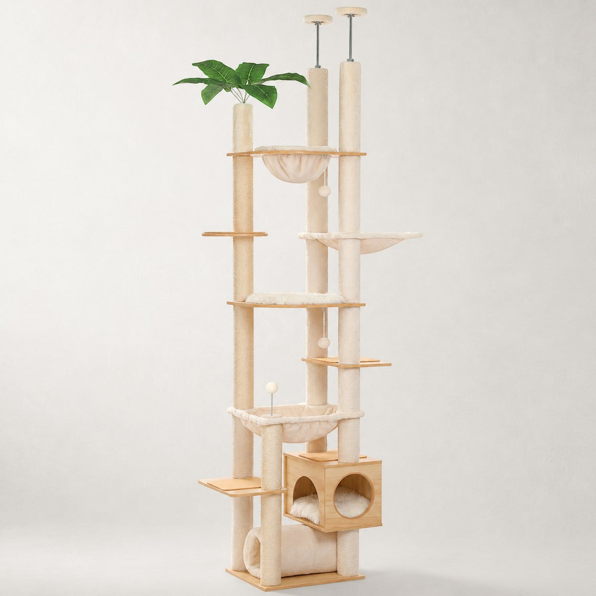 Grand arbre à chat sol plafond beige - Bofélin