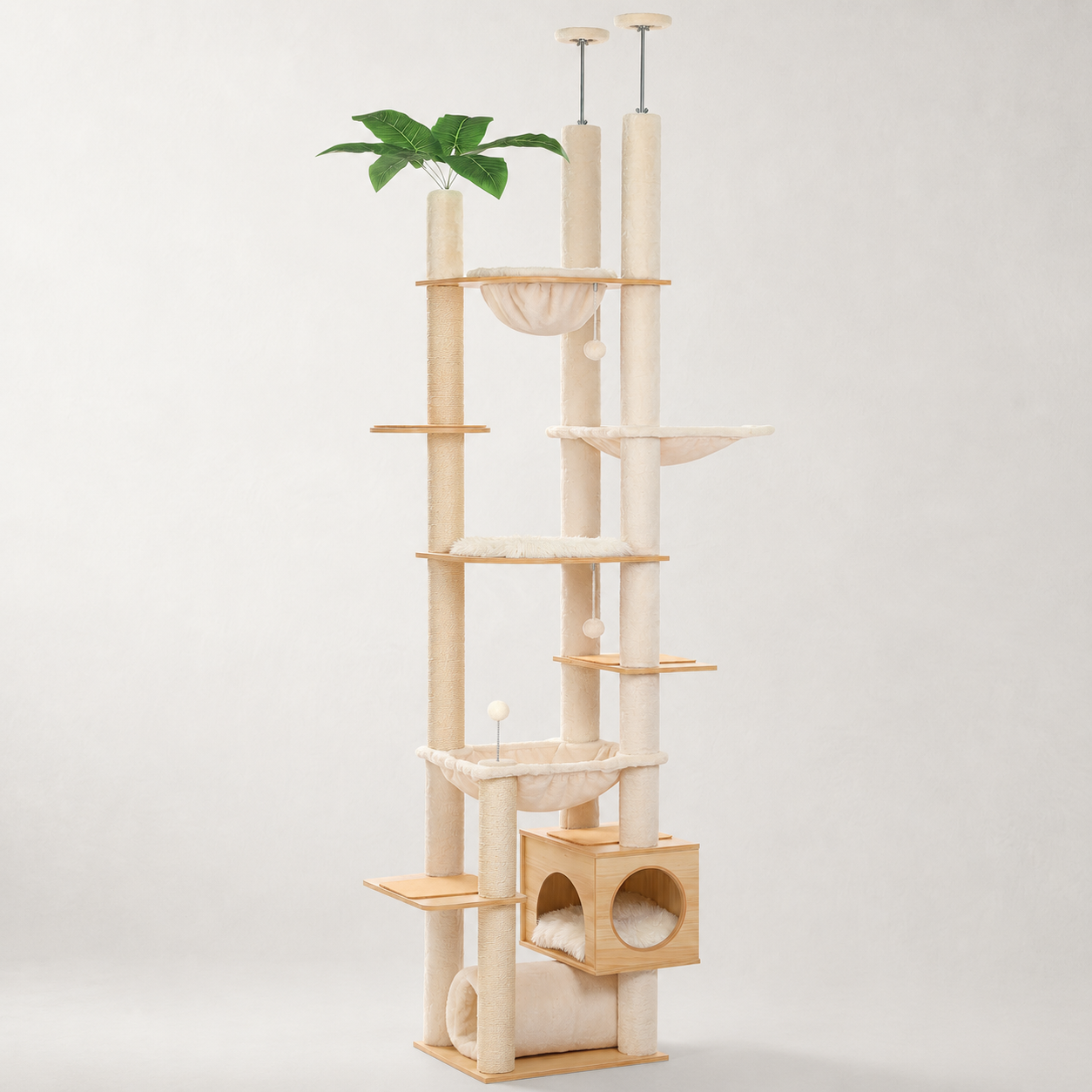 Grand arbre à chat sol plafond beige - Bofélin Image