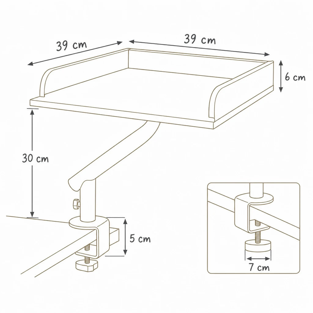 Dimensions de hamac chat bureau Bristol Bofélin, schéma coté