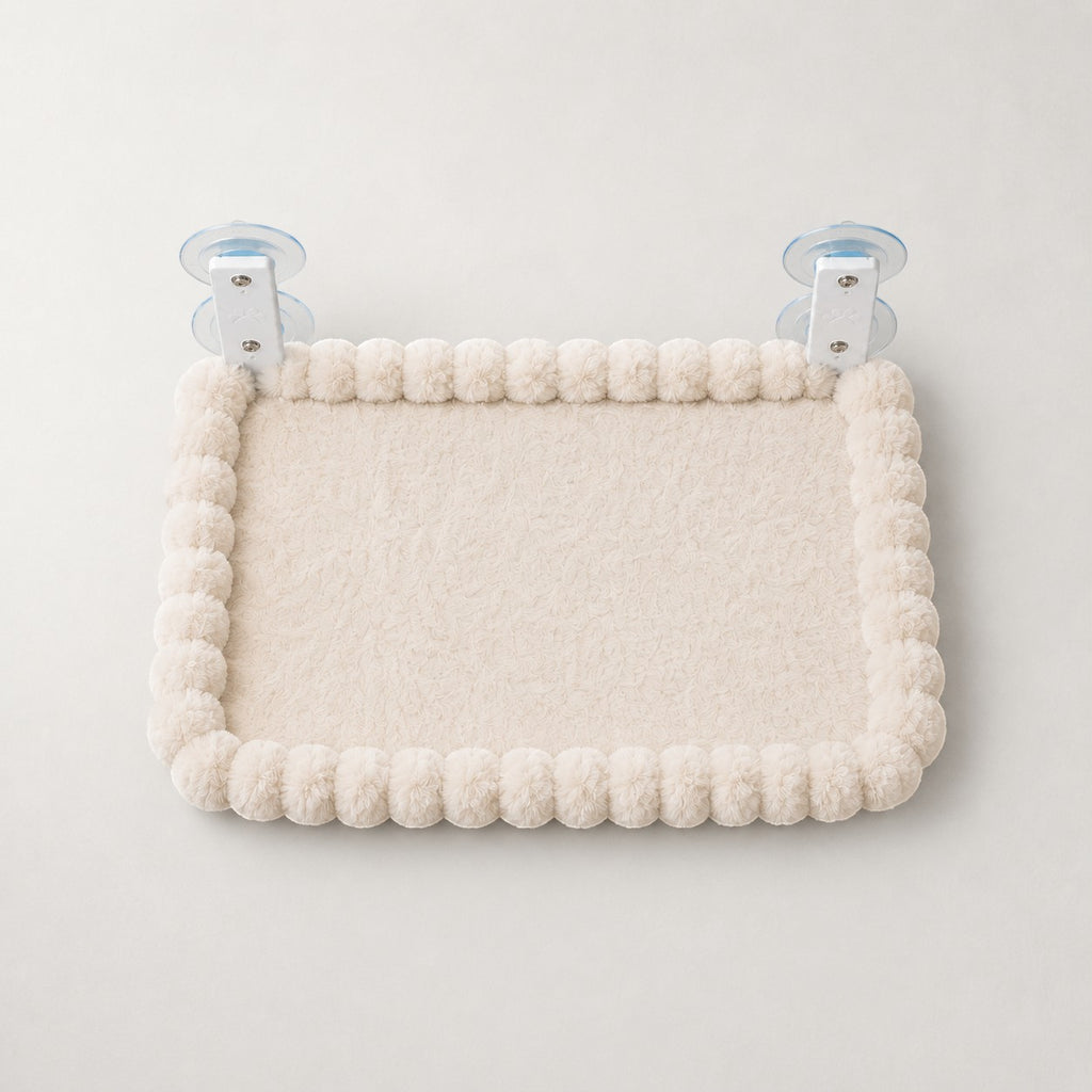 Hamac de fenêtre pour chat Naples vu de dessus, assise feutrée et ventouses – Bofélin