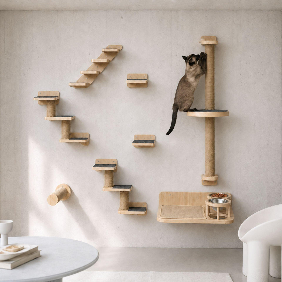 Kit arbre à chat mural bois