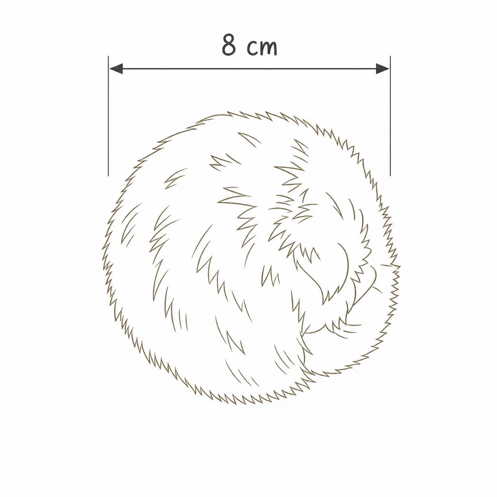 Dimensions de lot de balles en fourrure pour chat Matera Bofélin, schéma coté