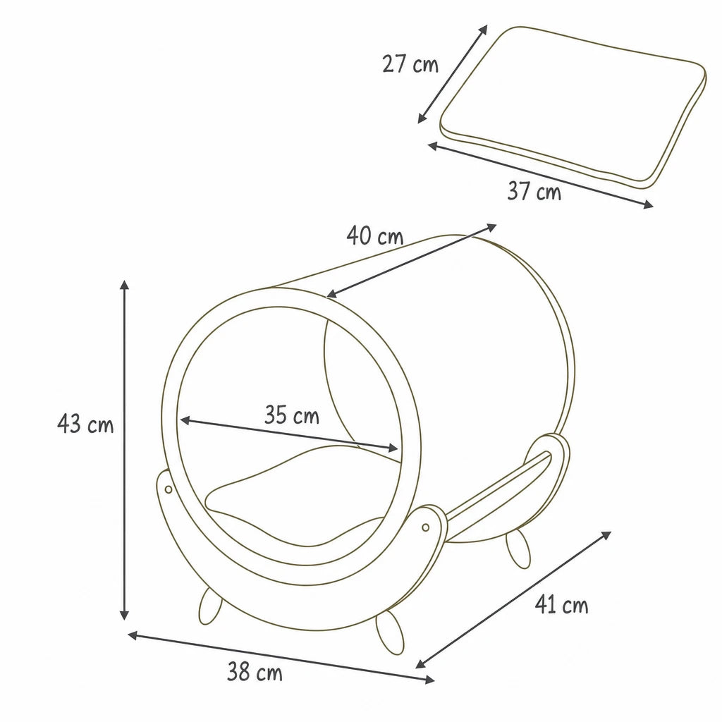 Dimensions de niche pour chat interieur Locarno Bofélin, schéma coté