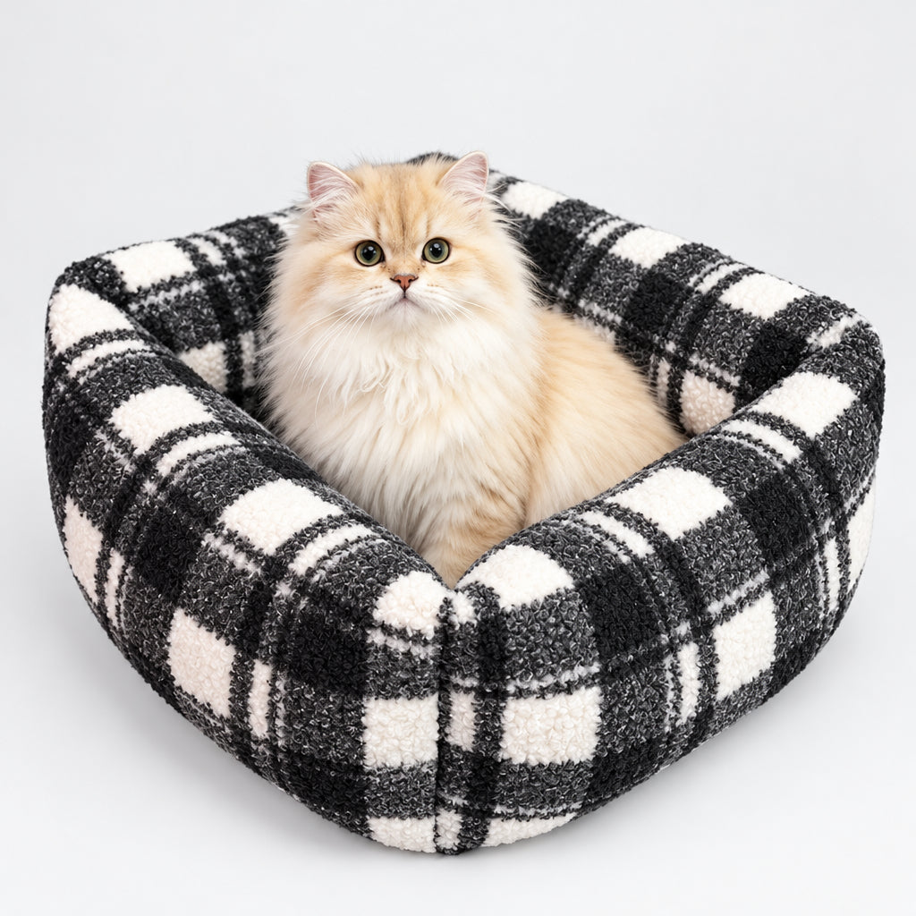 Panier carré écossais pour chat Édimbourg Bofélin