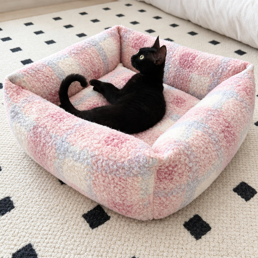 Panier carré écossais pour chat Édimbourg Bofélin 2