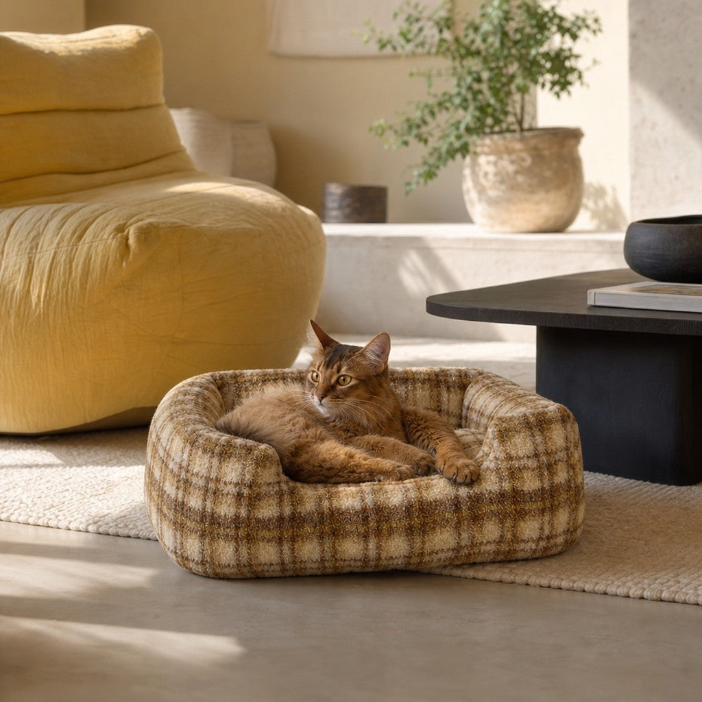 Panier carré pour chat à carreaux vintage Inverness Bofélin 10