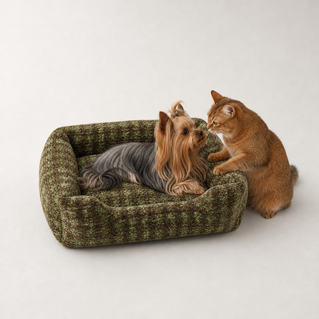 Panier carré pour chat à carreaux vintage Inverness Bofélin 20 Image