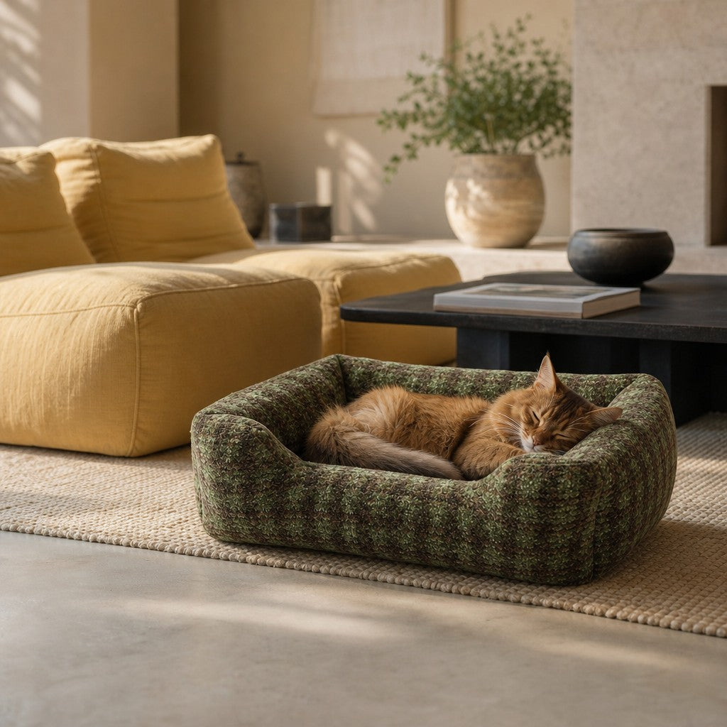 Panier carré pour chat à carreaux vintage Inverness Bofélin 21