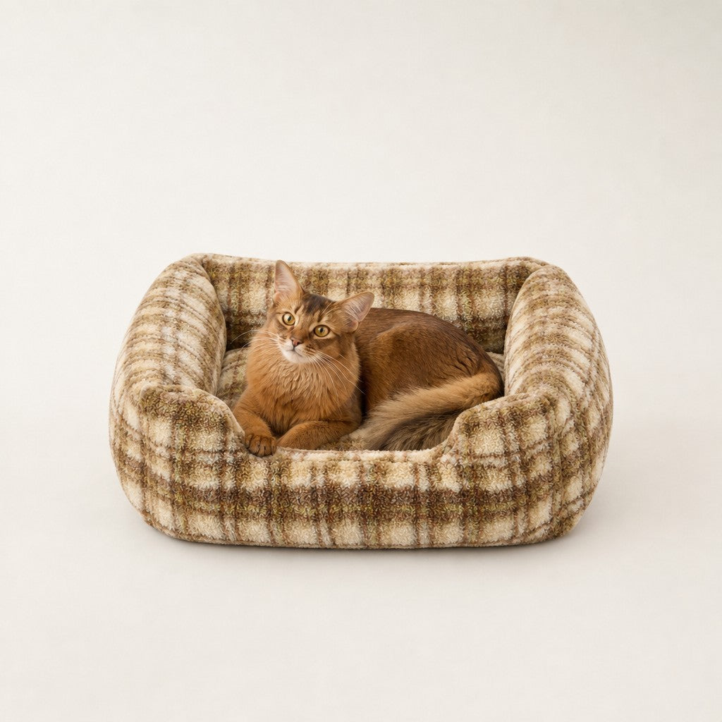 Panier carré pour chat à carreaux vintage Inverness Bofélin 8