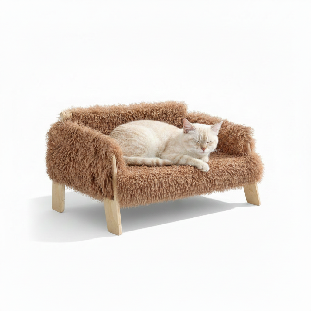 Panier chat design fourrure