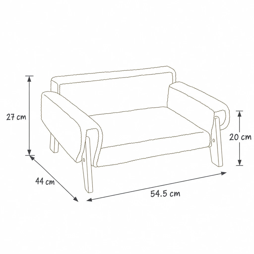 Dimensions de panier chat design fourrure Bruges Bofélin, schéma coté