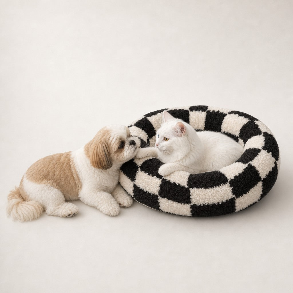 Panier chat design rond en peluche Copenhague Bofélin 10