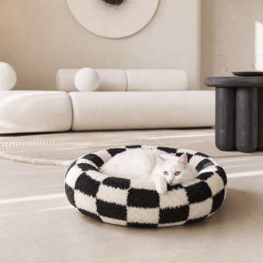 Panier chat design rond en peluche Copenhague Bofélin 11