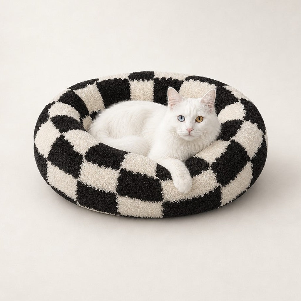 Panier chat design rond en peluche Copenhague Bofélin 9