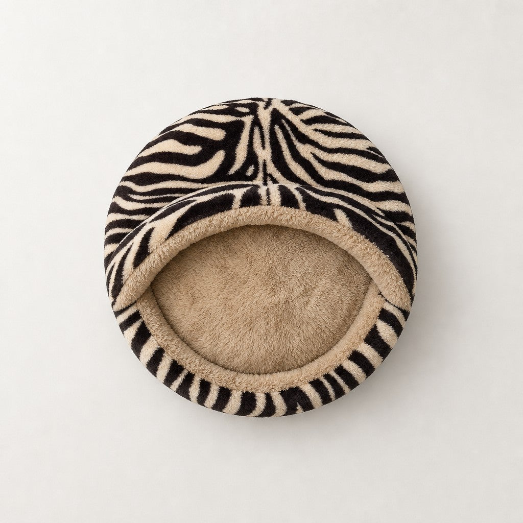 Panier chat fermé motif zèbre Zanzibar Bofélin 10