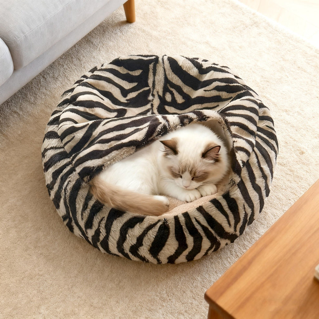 Panier chat fermé motif zèbre Zanzibar Bofélin 3
