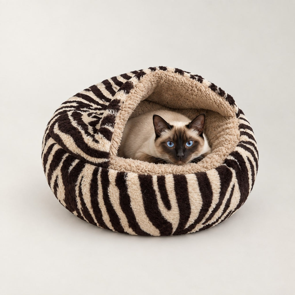 Panier chat fermé motif zèbre Zanzibar Bofélin 6