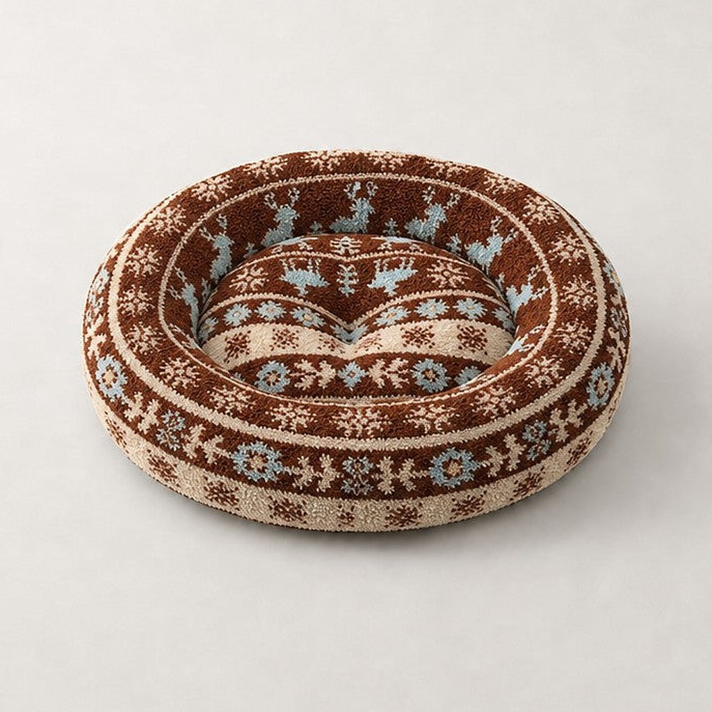 Panier rond pour chat motif de Noël Strasbourg Bofélin 14