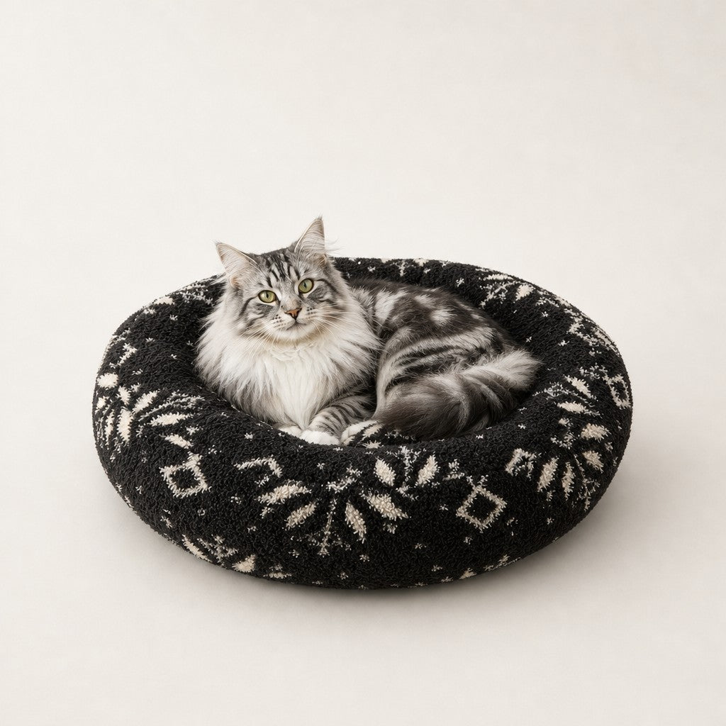 Panier rond pour chat motif de Noël Strasbourg Bofélin 20